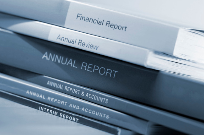 Financial and Annual Reports Stacked on top of each other